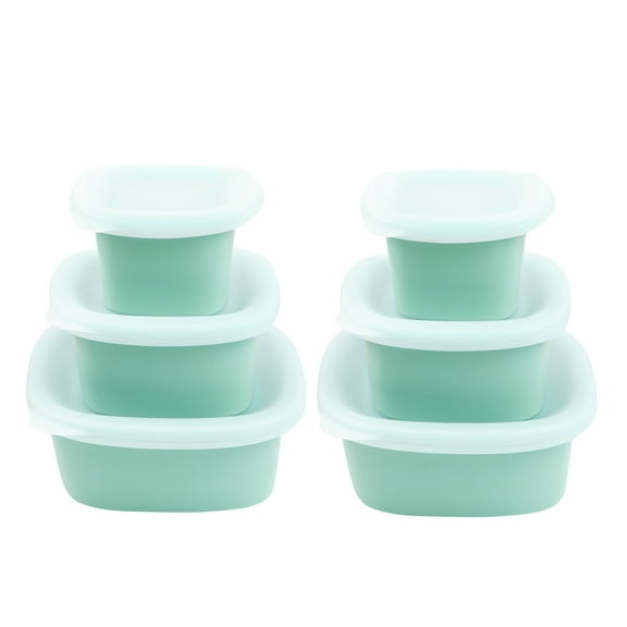Culinary Cubed 3 Pack Silicone Food Storage Containers, 6-Piece Stackable Set - BPA Free Reusable Silicone Storage Containers for Food, Airtight Seal, Freezer & Dishwasher Safe, Dark Green+Dark Green