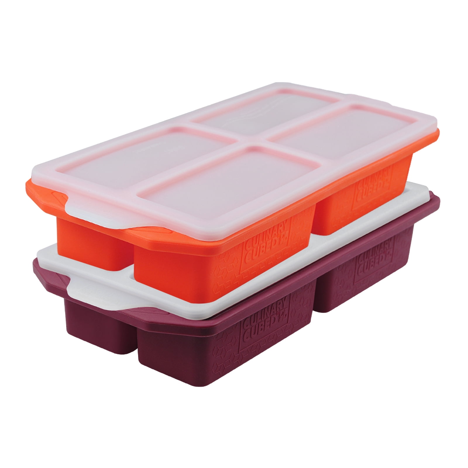 Culinary Cubed Silicone Freezer Trays with Lid 1-cup Soup Freezer ...
