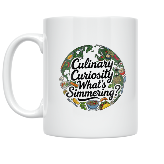 Culinary Curiosity Illustrated Globe Design - Food Enthusiast - 11 oz Ceramic Coffee Mug