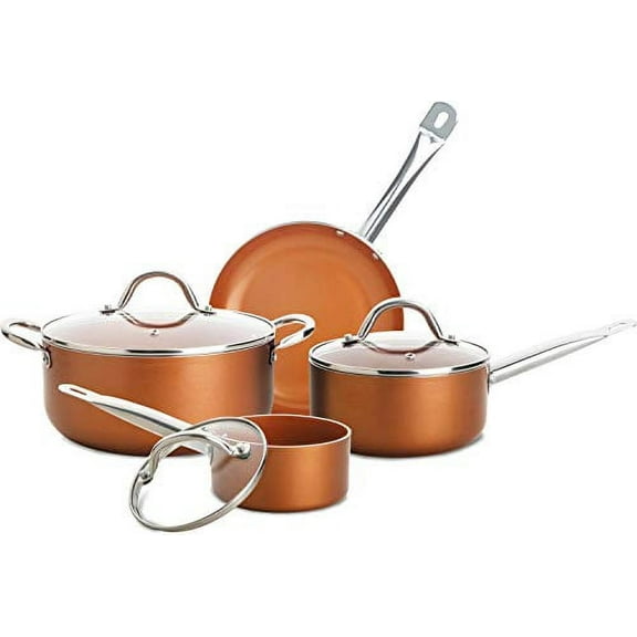Culinary Edge 7- Piece Titanium Copper infused Ceramic Induction Ready Cookware Set