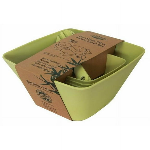 Culinary Edge BT7601 Bamboo Fiber Salad Bowl Set, Green - 7 Piece