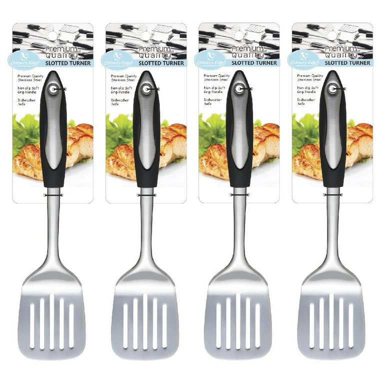 Culinary Edge Slotted Turner Spatula Stainless Steel, 4 Pack