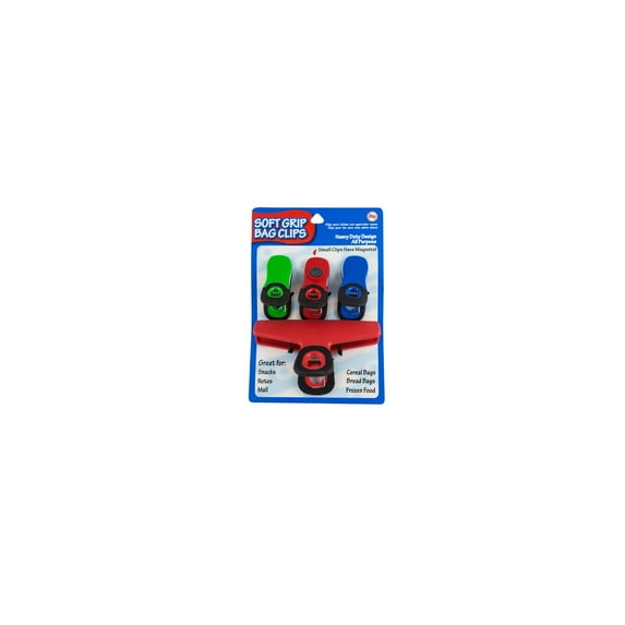 Culinary Elements Soft Grip Bag Clips Assorted Sizes and Colors (Pack of 10)