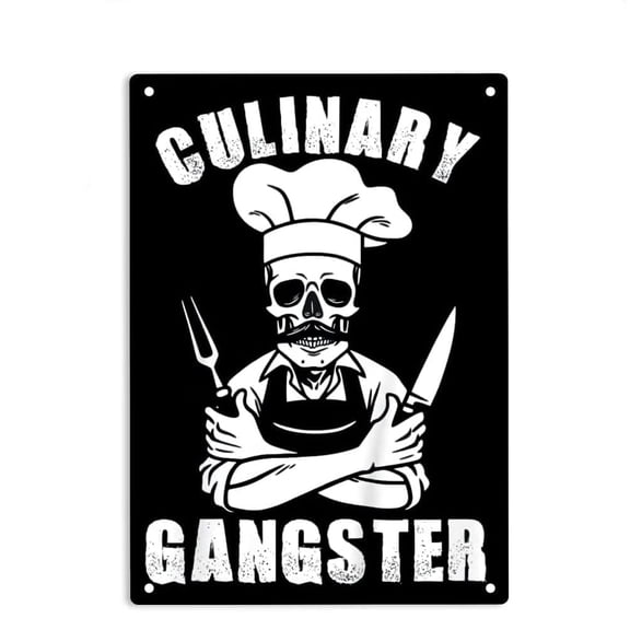 Culinary Gangster Cool Cooking Guru Sign Metal Tin Sign, Cooking Guru Poster for Home Kitchen Bathroom Farm Garden Funny Wall Decor Plaque Sign 12x8 Inch