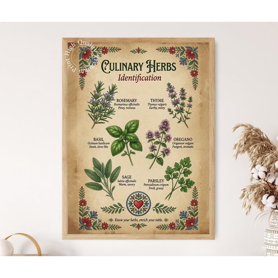 Culinary Herbs Identification Rosemary Thyme Basil Oregano Parsley ...