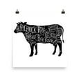 thumbnail image 1 of Butcher Cow Cuts Chart - Culinary Enthusiast - 13x19 Poster Print - Kitchen Decor, 1 of 6