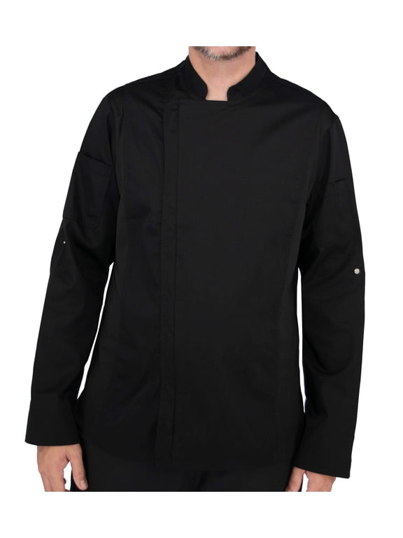 Culinary Master Men's Long Sleeve Zip Chef Jacket Breathable Polycotton New