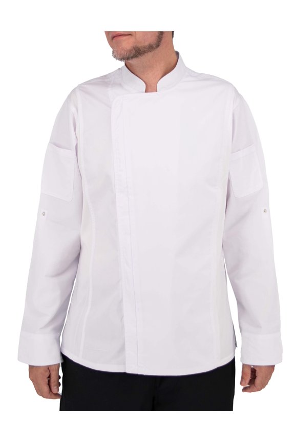 Culinary Master Men's Long Sleeve Zip Chef Jacket Breathable Polycotton New