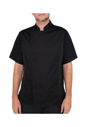 Culinary Master Men's Short Sleeve Zip Chef Jacket Breathable Polycotton New
