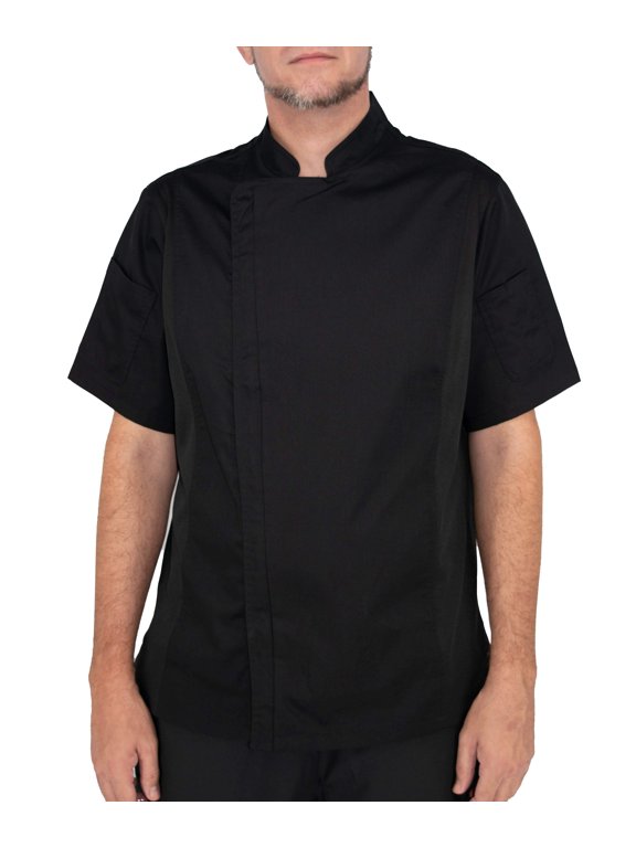 Culinary Master Men's Short Sleeve Zip Chef Jacket Breathable Polycotton New