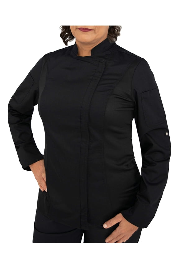 Culinary Master Women's Breathable Long Sleeve Premium Zip Up Chef Jacket Coat