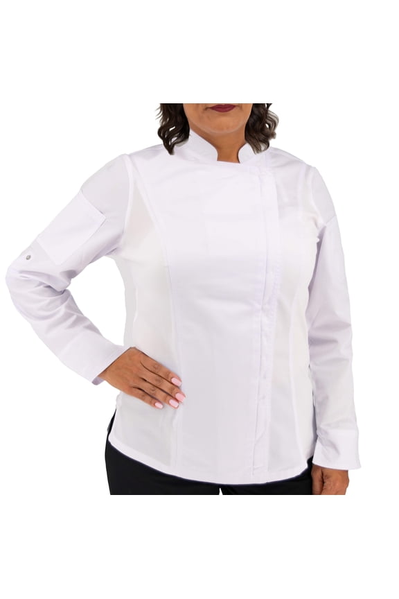 Culinary Master Women's Breathable Long Sleeve Premium Zip Up Chef Jacket Coat
