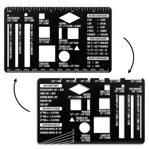 Culinary Reference Card Stainless Steel Cutting Ruler | Metal Ruler ...