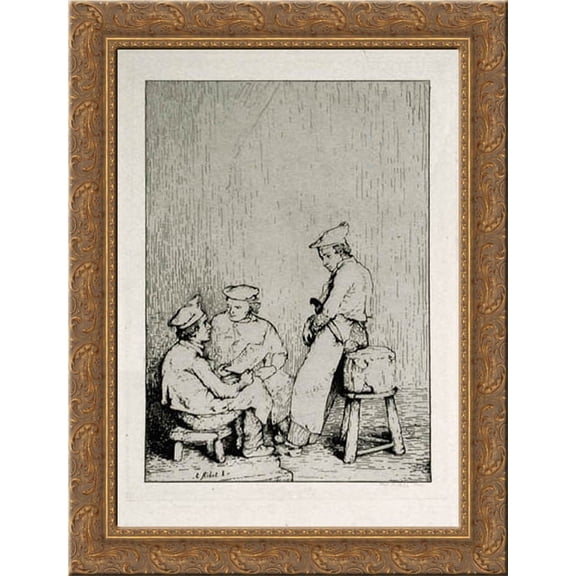 Culinary Scene #8: The Menu 20x24 Gold Ornate Wood Framed Canvas Art by Ribot, Theodule