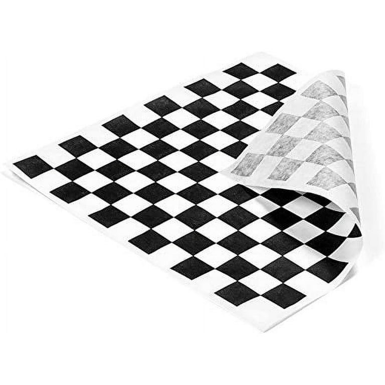 Grease Resistant Paper Sheets, Black Checkered, 12 x 12 for