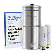 Culligan MaxClear 2.25 Gallon Gravity Water Filter System, Brushed Stainless-Steel Countertop Water Filter