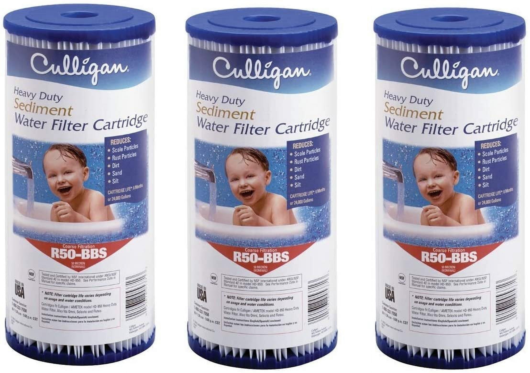 Culligan R50BBSA Whole House Heavy Duty Water Filter Cartridge, 24,000 Gallons, 3 Pack