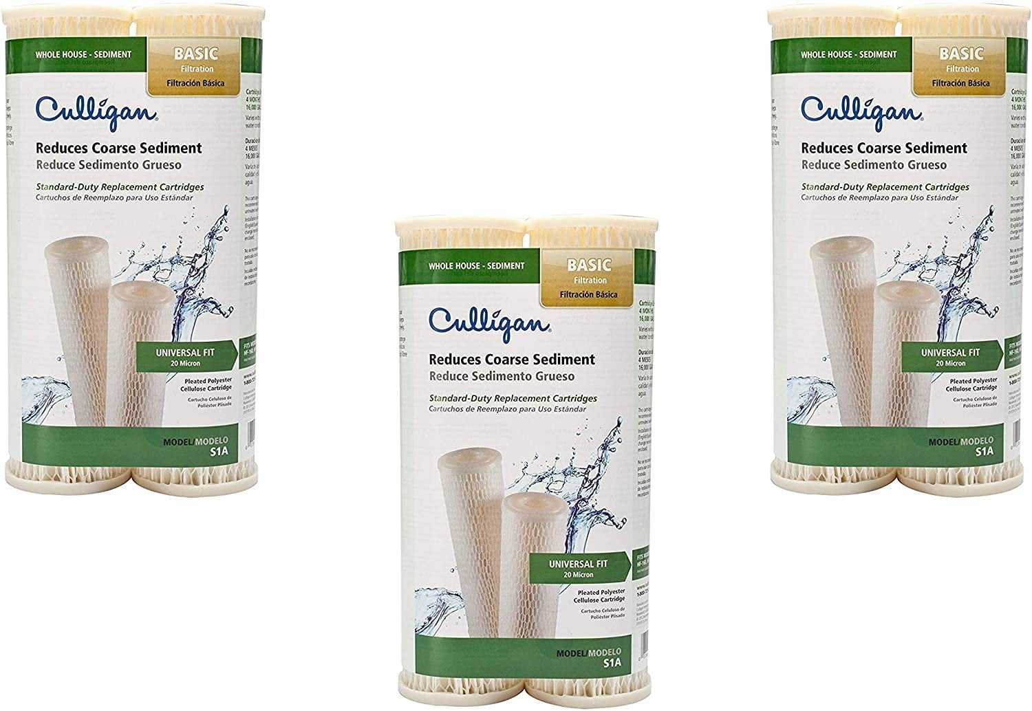 Culligan Water Whole House Standard Water Filter S1A - 16,000 Gallons - 3 Pack