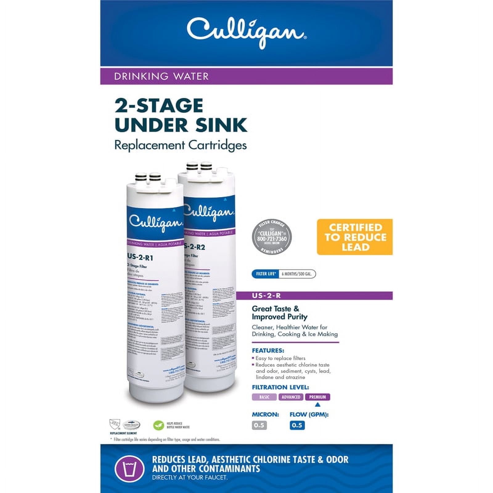 Culligan Advanced 2-Stage Under Sink Replacement Water Filter