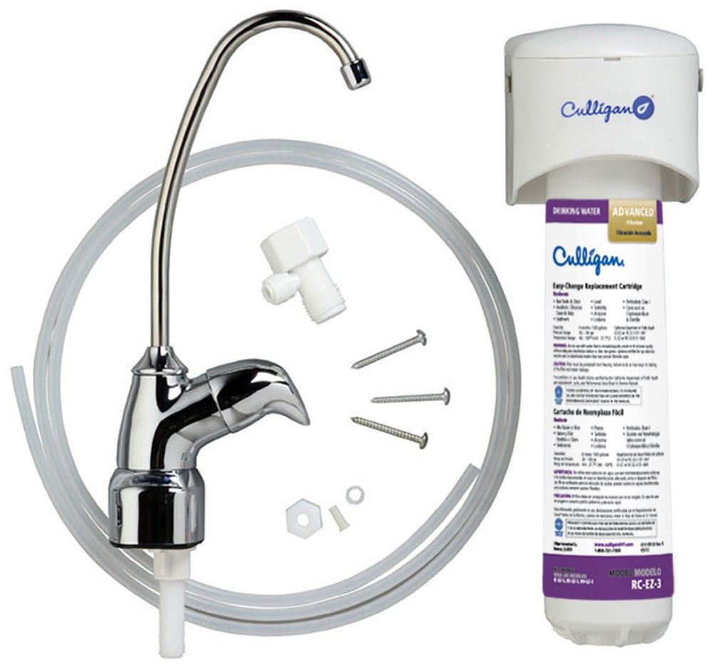 Culligan US 3 EZ-Change Under-Sink Drinking Water Filtration System with Dedicated Faucet and Filter, 500 Gallon, Chrome