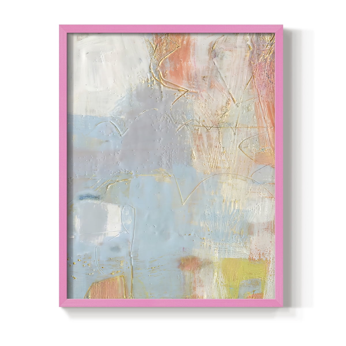 Cully II Framed Print in Pink Solid Wood Framed Print No Nail Hanging