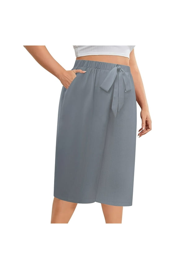 Culottes Wide Leg Shorts Women High Waisted Flowy Casual Summer Shorts with Elastic Waist Drawstring Pull on Knee Length Lounge Pants for Vacation Beach Wear