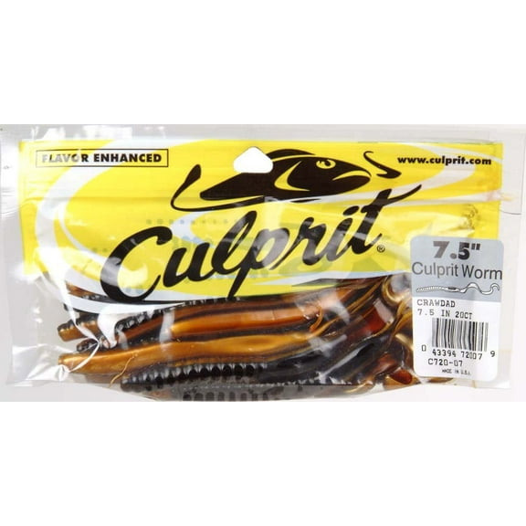 Culprit 7.5" Original Worm, Crawdad 18 Count