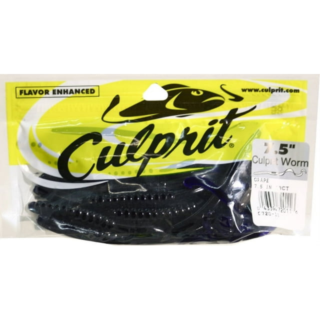 Culprit 7.5" Original Worms Grape Fishing Lure 18pk