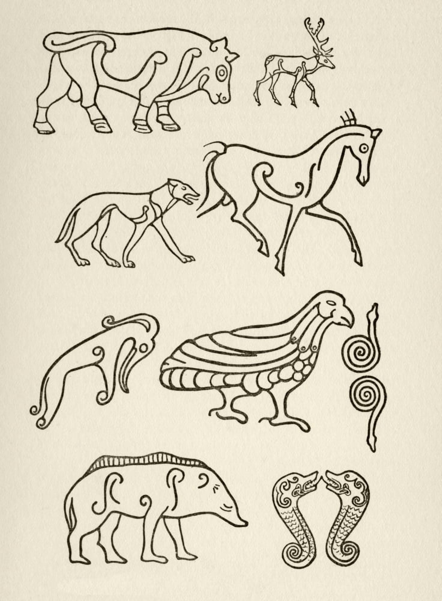 Cult Animals On Scottish Sculptured Stones From Ancient Man In Britain By Donald A Mackenzie Published London 1923 Canvas Art - Ken Welsh Design Pics (12 x 17)