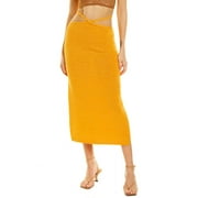 Cult Gaia womens  Hedda Midi Skirt, L, Yellow