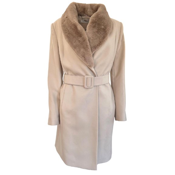 Cult Moda Cult Moda Removable Faux Fur Collar Wrap Trench Coat - Runway Catalog