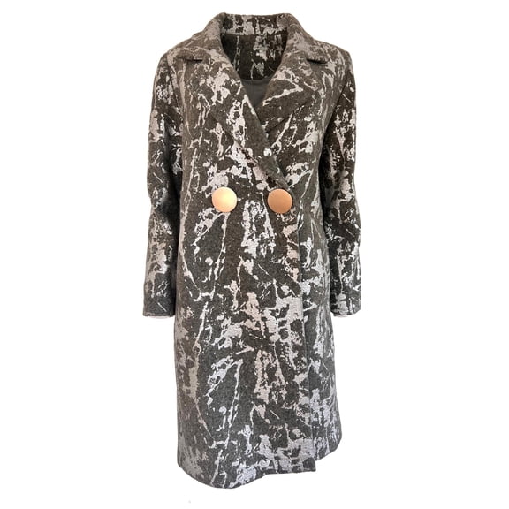 Cult Moda Silver Print Wool Blend Trench Coat - Runway Catalog
