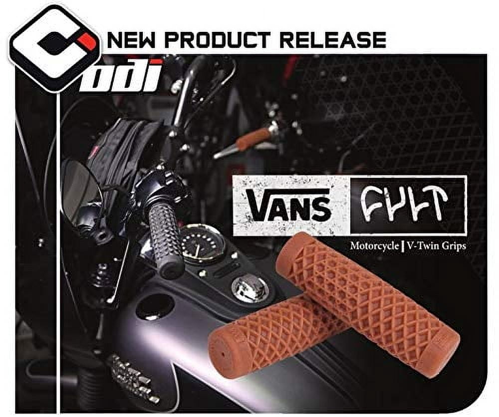 Cult/Vans MC Waffle Sole Grip 1" Black - Motorcycle Handlebars Grip With Classic Vans Pattern