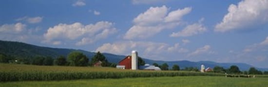 Cultivated field in front of a barn Kishacoquillas Valley Pennsylvania USA Canvas Art - Panoramic Images (36 x 12)