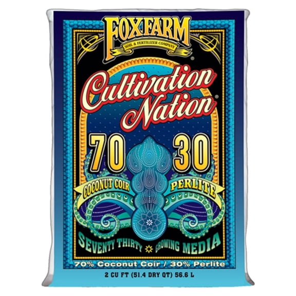 Cultivation Nation 70:30 Growing Media, 2cu ft - Mix of Coconut Coir and Perlite - Provides Aeration and Drainage, Use for Indoor/Outdoor Container Gardens