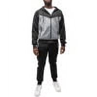 Cultura Men's Sweatsuit w/ Zipper Pockets, Zip Up Hoodie Track Suit for Running Jogging Sports Casual, Black/Heather Grey/White, Medium