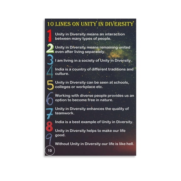 Cultural Diversity Poster Unity in Harmony Social Emotional Learning Chart for Elementary School Classroom Decor