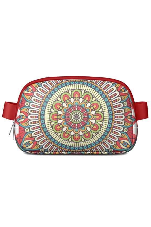 Cultural Ethnic Fanny Pack – Mandala Waist Bag with Symbolic Folk Pattern, Spiritual Zen Design & Vintage Floral Touch
