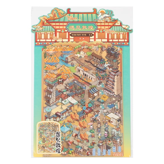 Cultural Landscape Scenery Sticker Miniature Scene PET Sticker For Journal Photo Album Laptop Scrapbooking Decoration