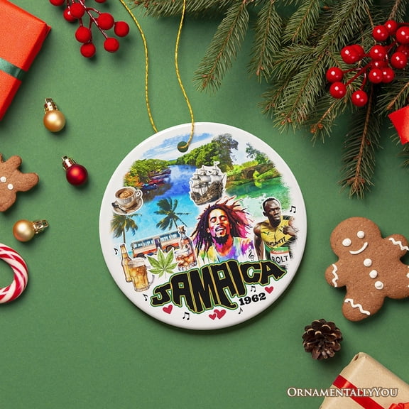 Culturally Vibrant Jamaica Ceramic Art Ornament, Artistic Caribbean Souvenir and Christmas Decor