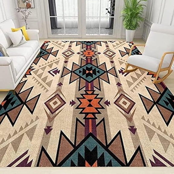 Culture Area Rugs, Ethnic Style Soft Washable Carpet, Upholstery Rug With Non-Slip Backing For Kids Boys Girls Bedroom Living Room Dining Room Study 2x3ft
