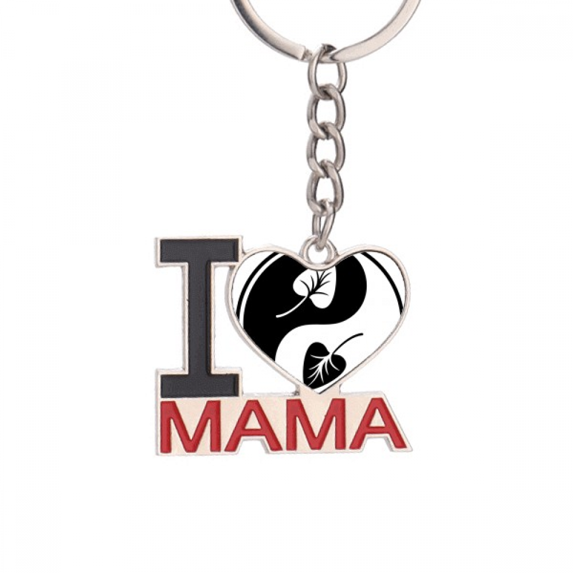 Culture Black White Yin-yang Keychain Metal Keyring Holder Love MAMA Mother