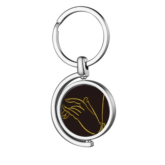 Culture Black Yellow Hand Rotating Keychain Metal Keyring Holder