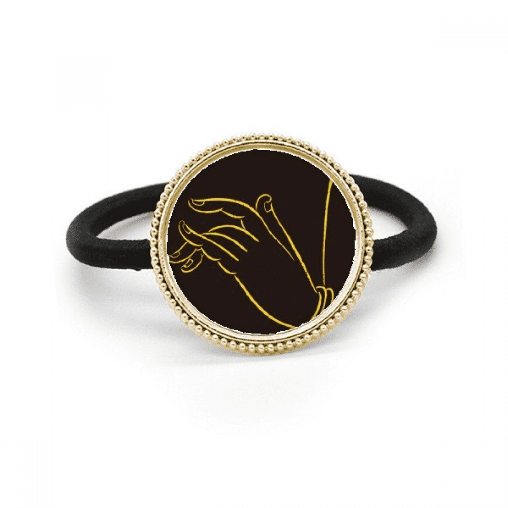 Culture Black Yellow Hand Silver Metal Hair Tie And Rubber Band Headdress