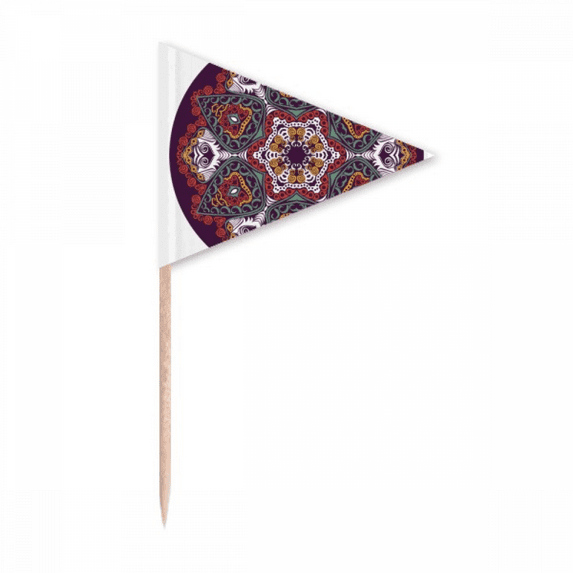 Culture Colorful Asymmetrical Pattern Toothpick Triangle Cupcake Toppers Flag