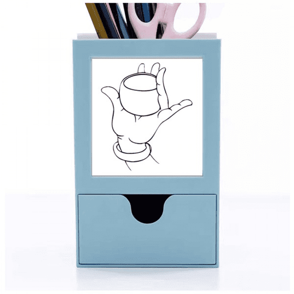 Culture Hand Cup Line Drawing Pattern Desk Supplies Organizer Pen Holder Card