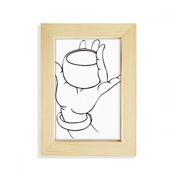 Culture Hand Cup Line Drawing Pattern Desktop Display Photo Frame Picture Art Painting 5x7 inch