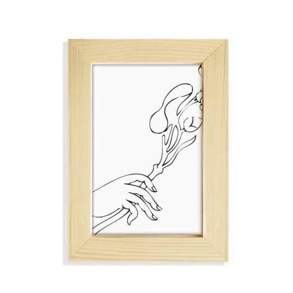 Culture Hand Flower Line Drawing Pattern Desktop Display Photo Frame Picture Art Painting 5x7 inch