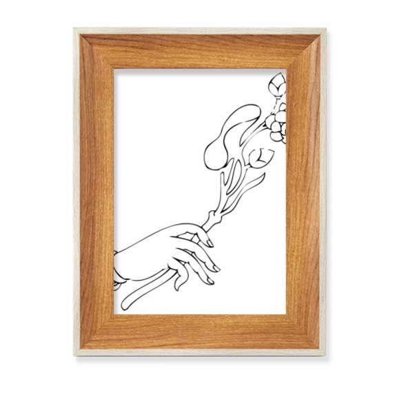 Culture Hand Flower Line Drawing Pattern Desktop Wooden Photo Frame Display Picture Art Painting Multiple Sets