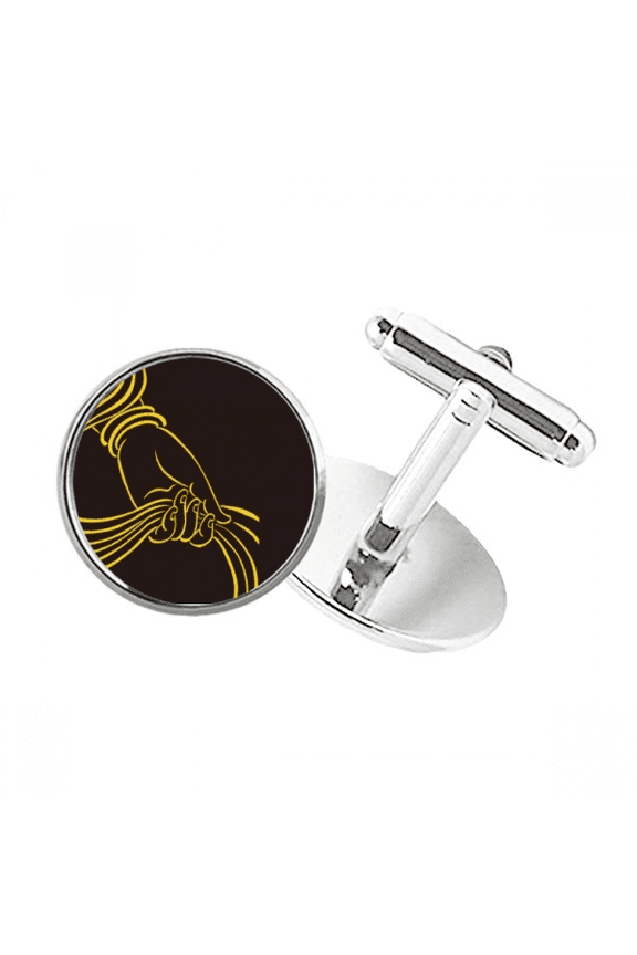 Culture Hand Scarf Pattern Round Button Cuff Clip Stud Cufflinks